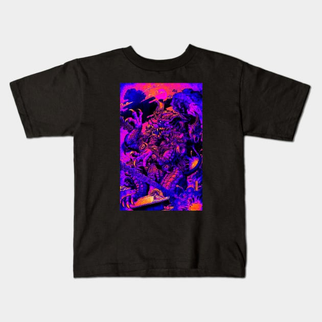 Retro Godzilla Barong Kids T-Shirt by Bentonhio